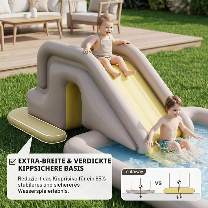 Aufblasbare Poolrutsche, Schwimmbadrutsche mit breiter, mit Wasser befüllbarer Basis – einfache Einr