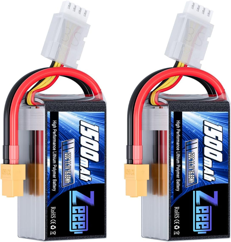 Zeee 3S LiPo Akku 11,1V 120C 1500mAh mit XT60 Stecker für UAV Drones FPV Rennrad Quadcopters Flugzeu