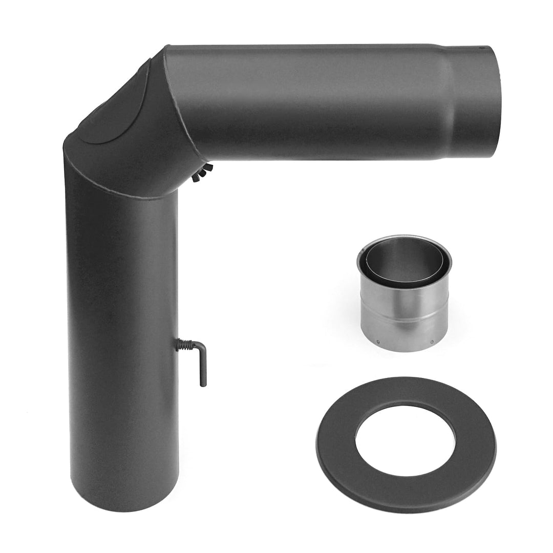 raik Rauchrohr/Ofenrohr-Set 130 mm Durchmesser inkl. Rohrbogen 90° 3-teilig Wandrosette Doppelwandfu