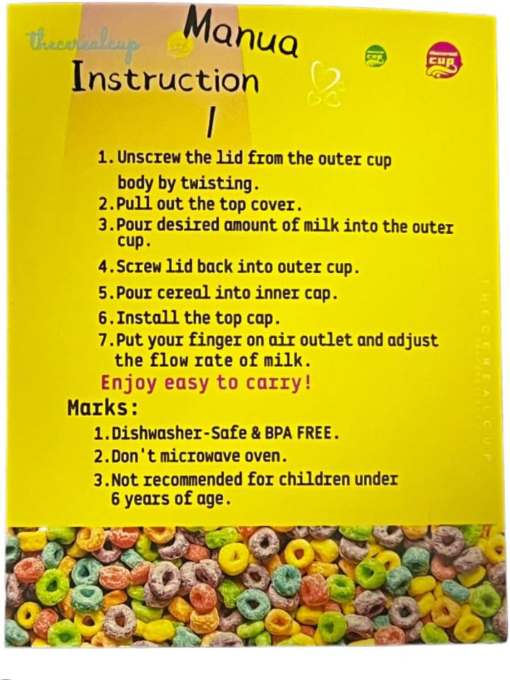 Generisch Müslibecher für Unterwegs für Cornflaks Müsli CerealCup to Go ohne Löffel Tragbar Cupixx (