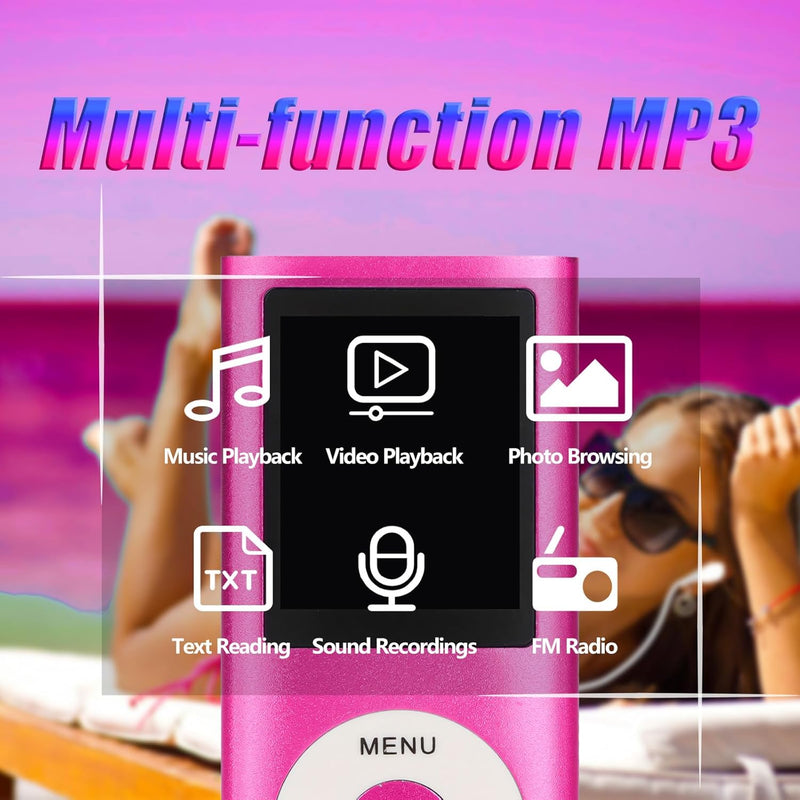 MP3-Player mit Bluetooth, Musik-Player mit Integriertem HD-Lautsprecher, 1,8-Zoll-LCD-Bildschirm, Hi