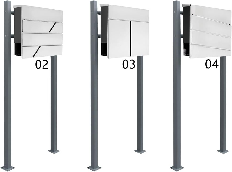 Edelstahl Briefkasten Set Standbriefkasten Ständer Zeitungsrolle Freistehend Zweifarbig Anthrazit V2