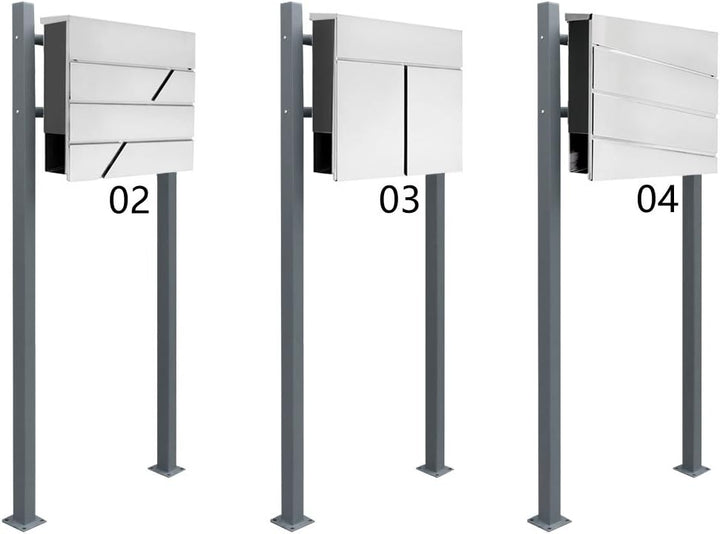 Edelstahl Briefkasten Set Standbriefkasten Ständer Zeitungsrolle Freistehend Zweifarbig Anthrazit V2