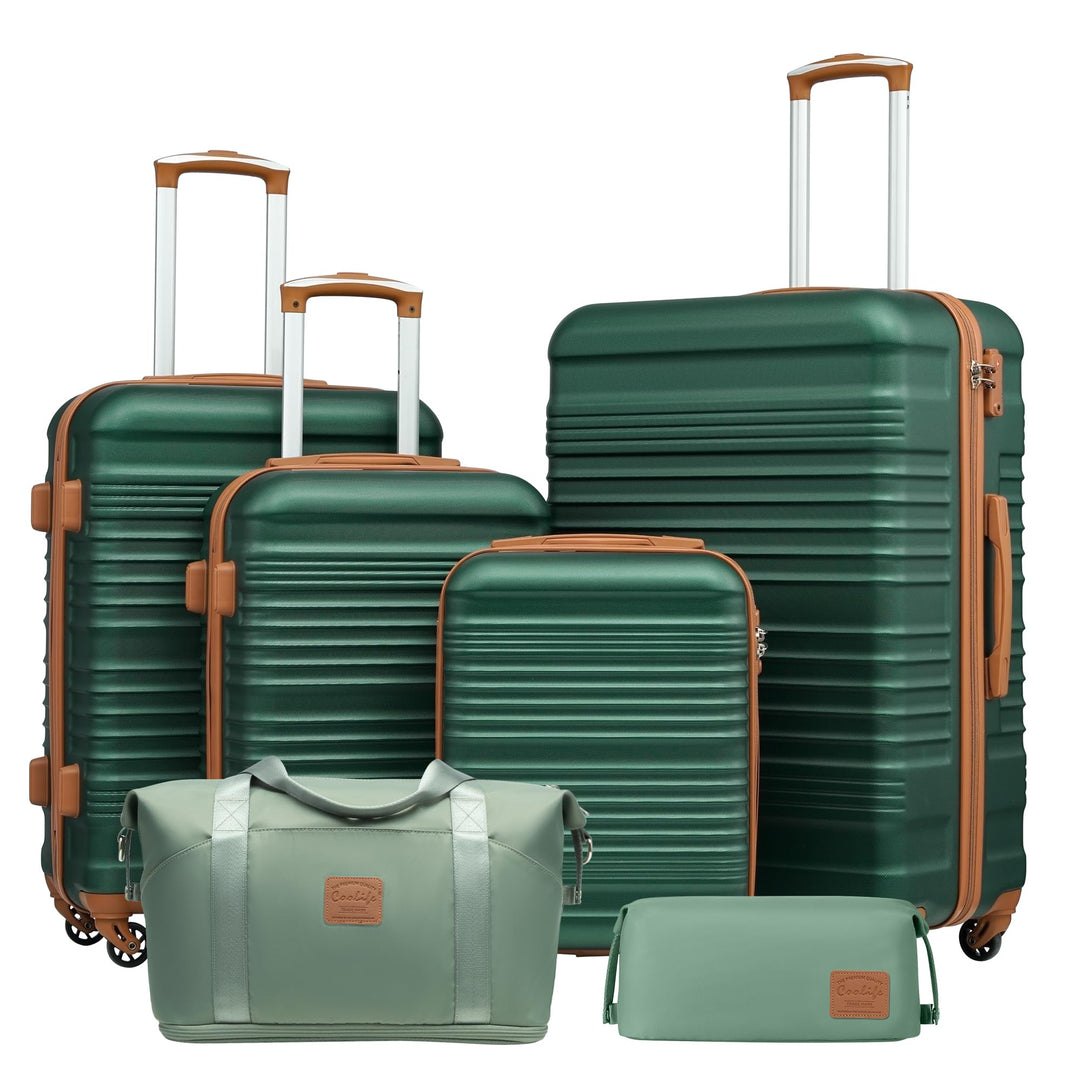 COOLIFE Koffer-set Trolley Koffer ABS Hartschale Reisekoffer 4 Rollen TSA-Schloss einziehbarer Troll