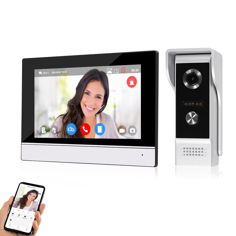 7" Kabelgebundene Video Tür Telefon Sprechanlage System 1080P Indoor Monitor Touchscreen mit HD Infr