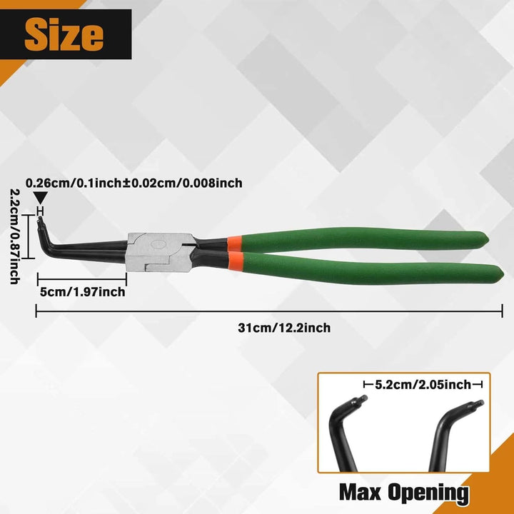 LEONTOOL Sicherungsringzange 13 Zoll - 90° abgewinkelte Backen mit 2,6 mm geschmiedeter Spitze - Rob