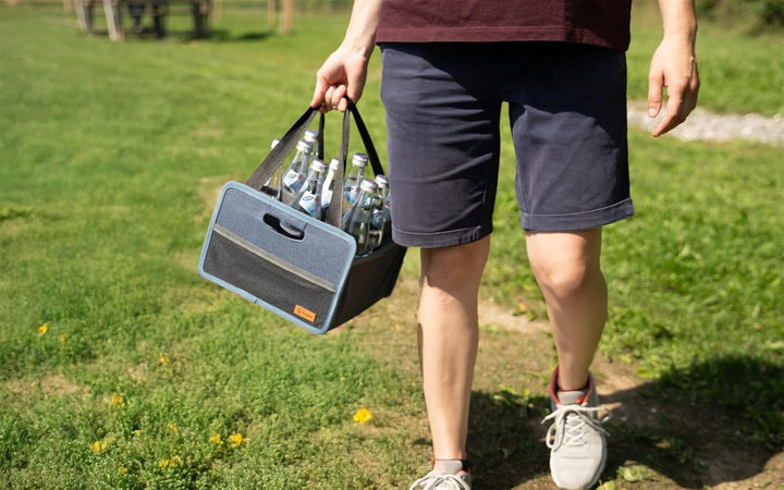BERGER Faltbox Milo mit Flascheneinsatz | klappbare Aufbewahrungsbox | Organizer für Auto Haushalt C