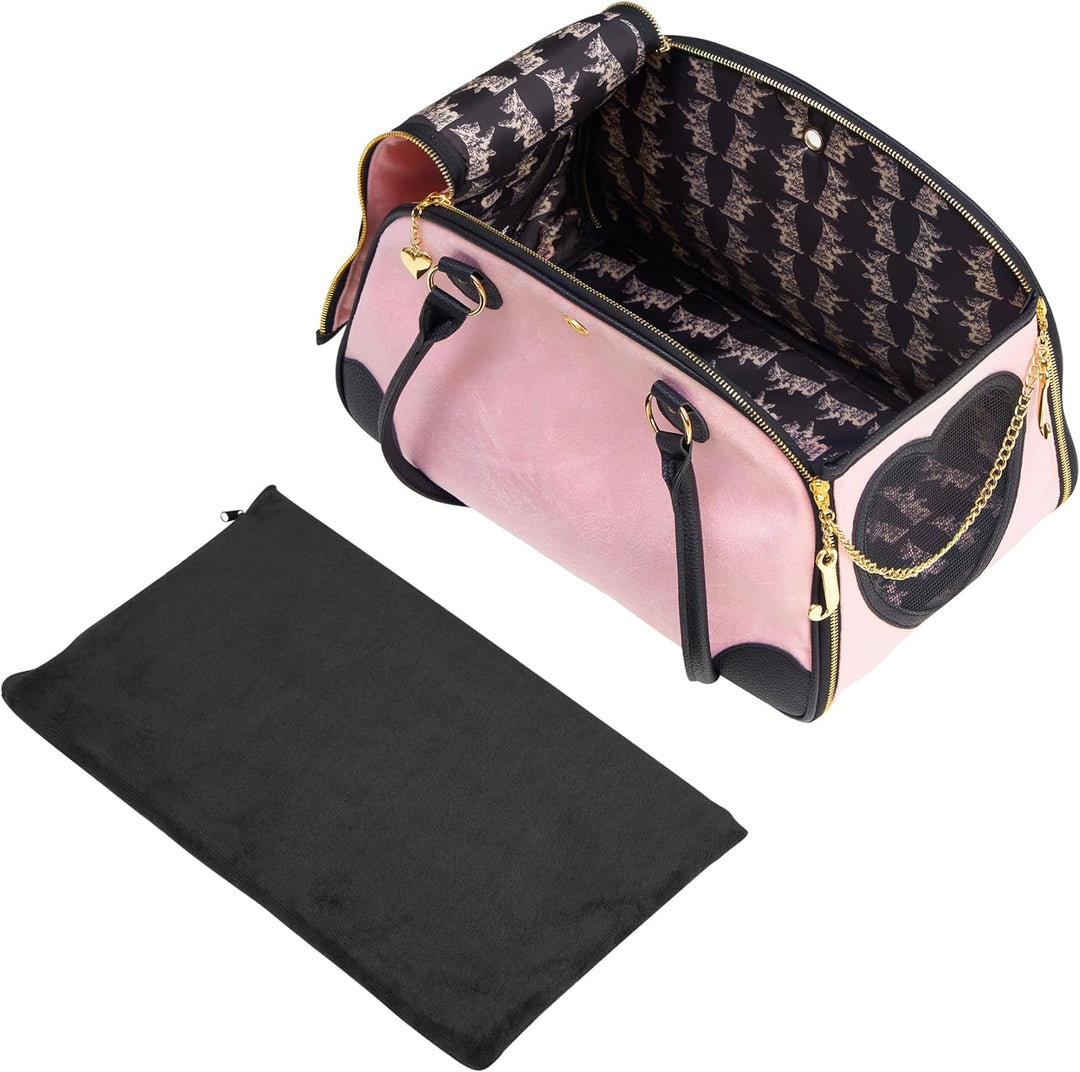 Juicy Couture Give Me Treats Transporttasche für Haustiere, stilvolle rosa Reisetasche für kleine Hu