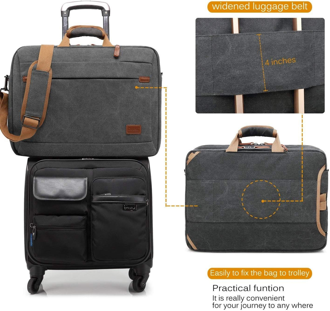 CoolBELL 17,3 Zoll umwandelbar Laptop Tasche/Rucksack Messenger Bag Canvas Umhängetasche Business Ba