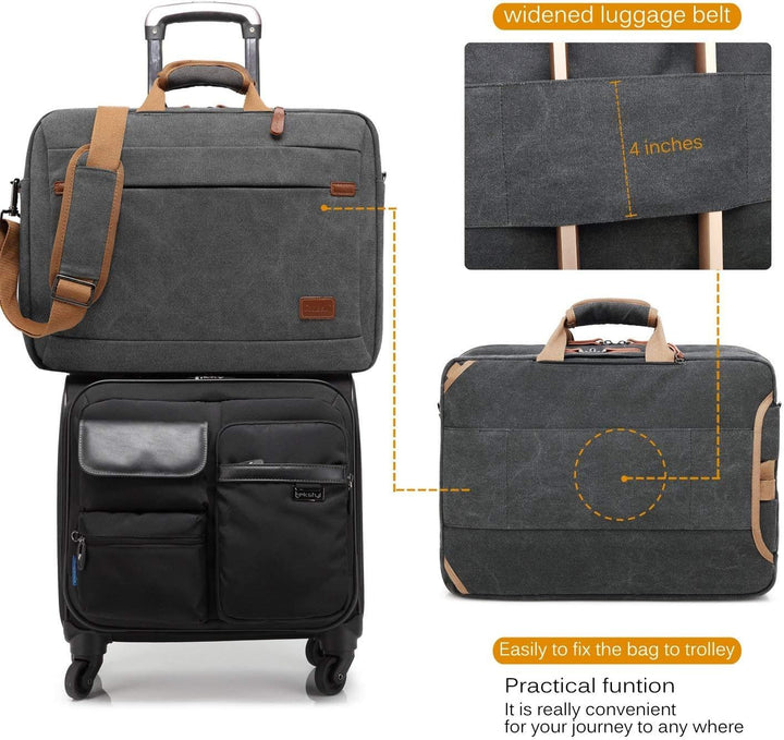 CoolBELL 17,3 Zoll umwandelbar Laptop Tasche/Rucksack Messenger Bag Canvas Umhängetasche Business Ba
