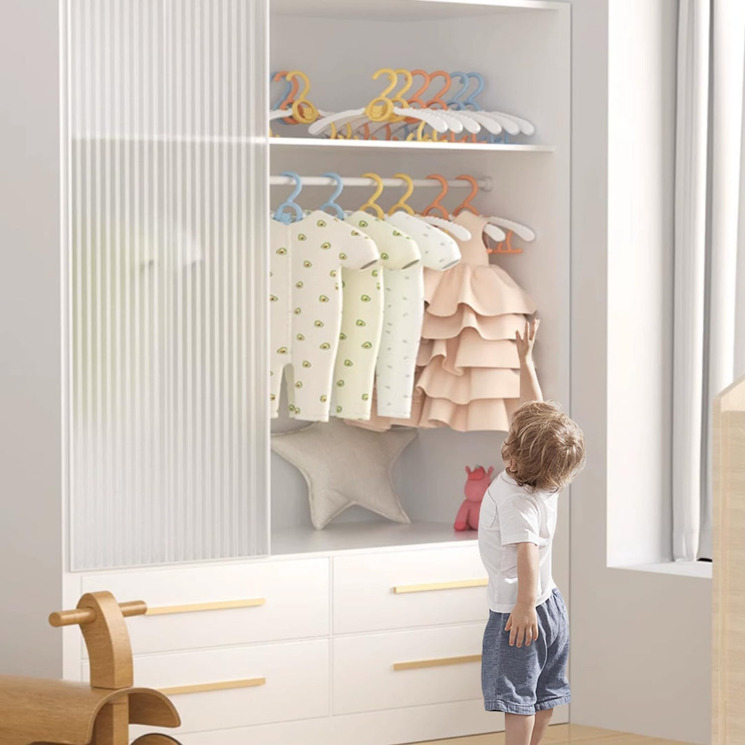 JSF Mitwachsende kleiderbügel Kinder, Set20 Stapelbare Kleiderbügel mit Bärchen-Haken, rutschfest Ba