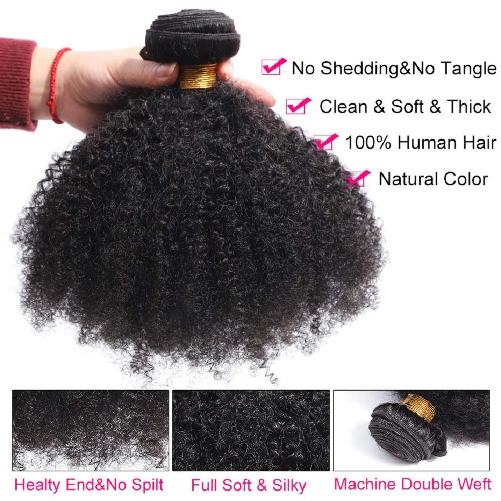 Afro kinky Curly Human Hair 3 Bundles Brasilianisches Afro-Echthaar, gewellt, 3 Bündel, gelockt, Ech