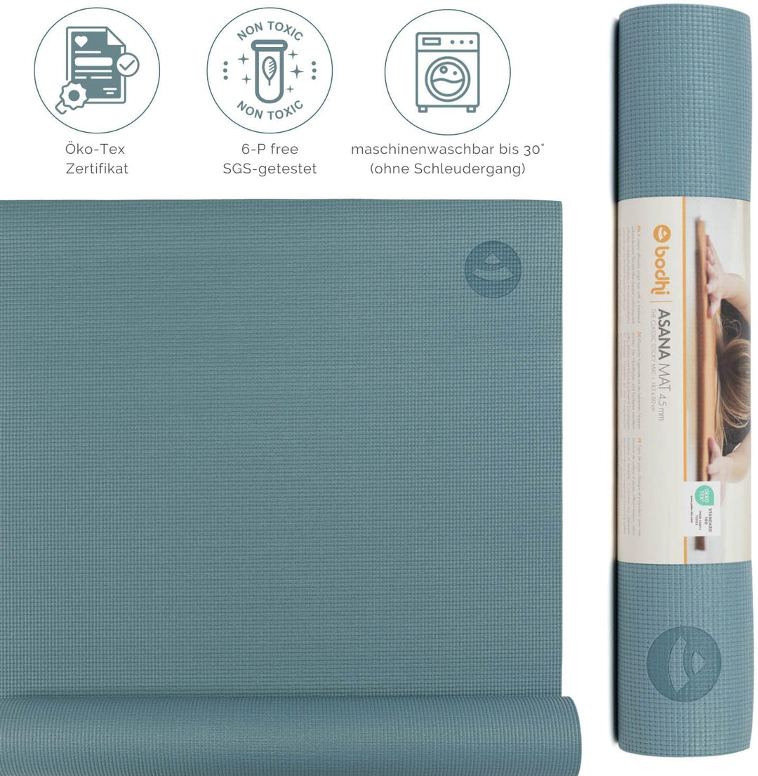 Bodhi Yogamatte Asana | Universelle Übungsmatte | Schadstofffrei & Waschbar | Matte aus PVC | Fitnes