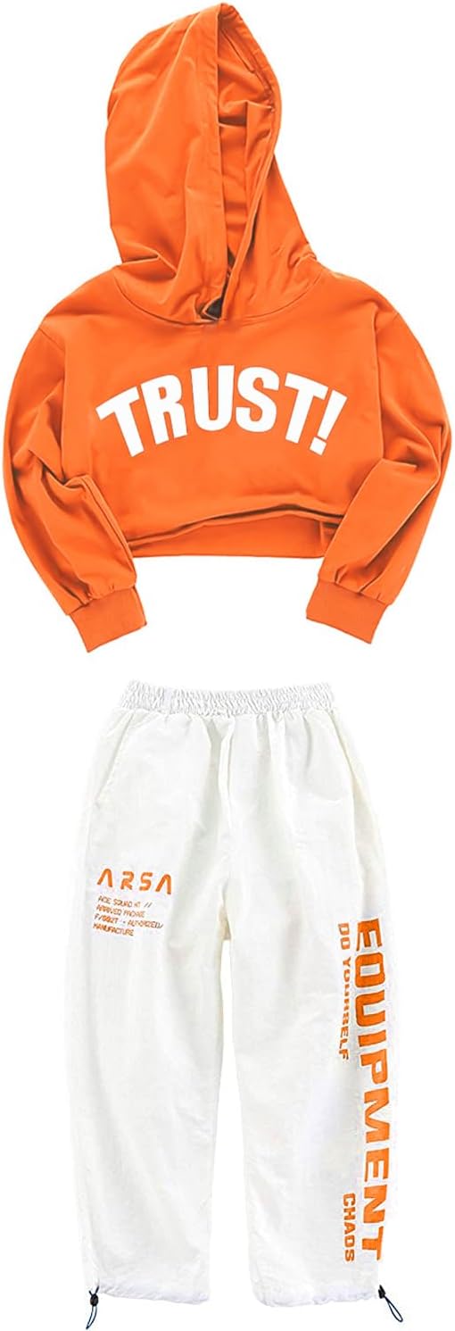 LOLANTA Mädchen Hip Hop Kleidung, Street Dance Outfit, Hoodie, Joggerhose Kinder Trainingsanzug Set