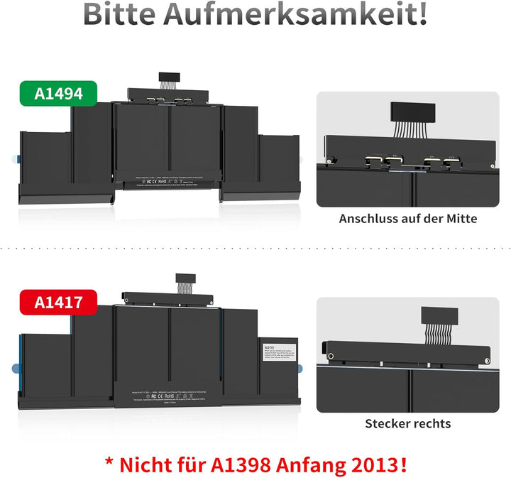 A1494 A1618 Laptop akku - für MacBook Pro 15 Zoll Retina A1398 (Ende 2013,Mitte 2014, Mitte2015) by