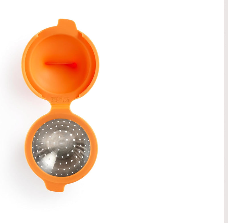 Lékué Eier-Pochierer, Edelstahl, orange, 9,3 x 11 x 7,5 cm, 2 Stück