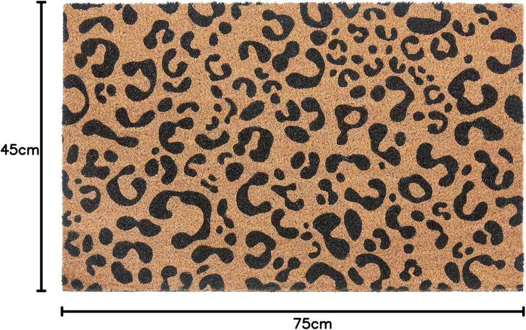 Hanse Home Kokos Fussmatte für Innen - Schmutzfangmatte Natur, Kokosmatte Leopardenmuster, Fussabtre