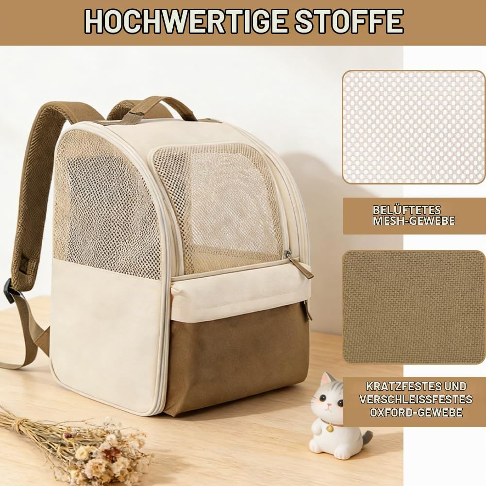 Haustier Rucksack mit Netzfenster,Faltbare HundeRucksack,Belastbarkeit 15kg KatzenRucksack,Wasserdic