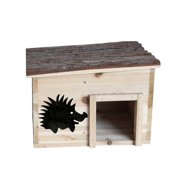 Igelhaus Holz – 32 x 26 x 21 cm – Unbehandelt – Mit Rindendach