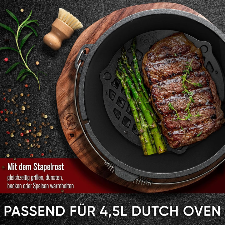 Gusseisen Stapelrost für 4,5 Liter Dutch Oven [Ø 20cm] - Einsatz für Dutch Oven - Staple Grate - Gri