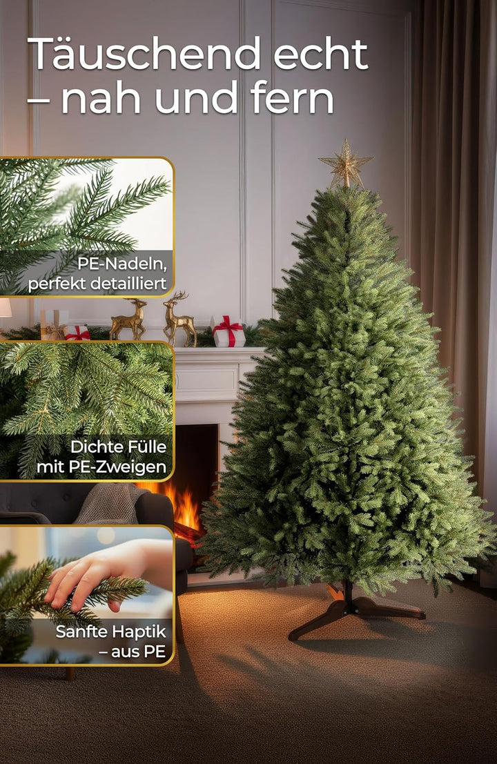 Menz Premium künstlicher Weihnachtsbaum GRÜN 182 cm – Naturgetreuer Weihnachtsbaum künstlich mit 850