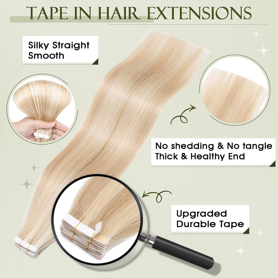 Benehair Tape in Extensions Echthaar, Invisible Tape Extensions Echt Haar, 20Pcs 30g Haarverlängerun