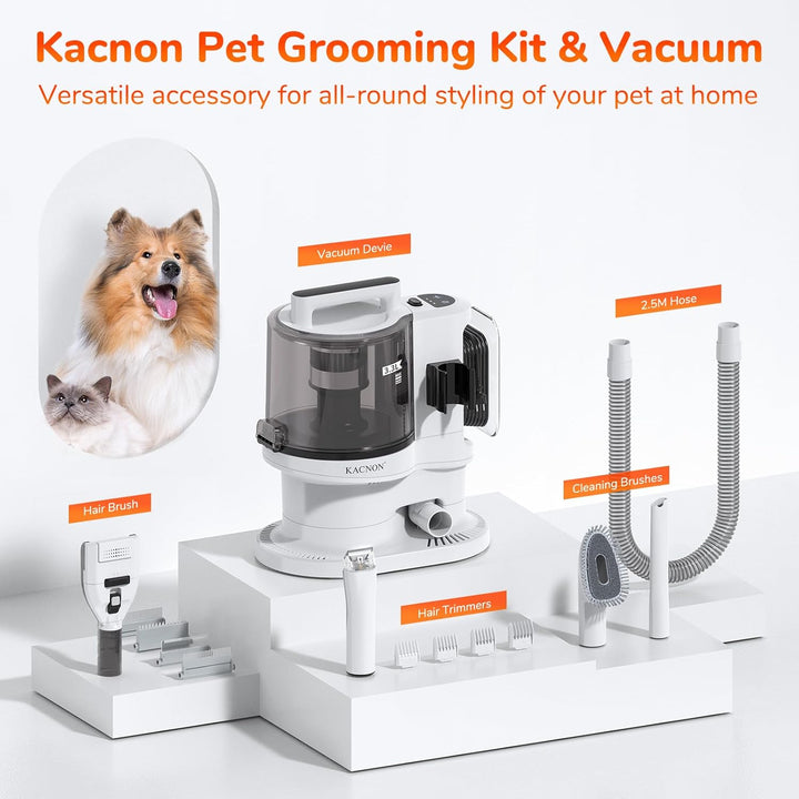 KACNON Hundeschermaschine mit Staubsauger (3.3L,13kPa) - All in one Haustierpflegeset - Leise Scherm