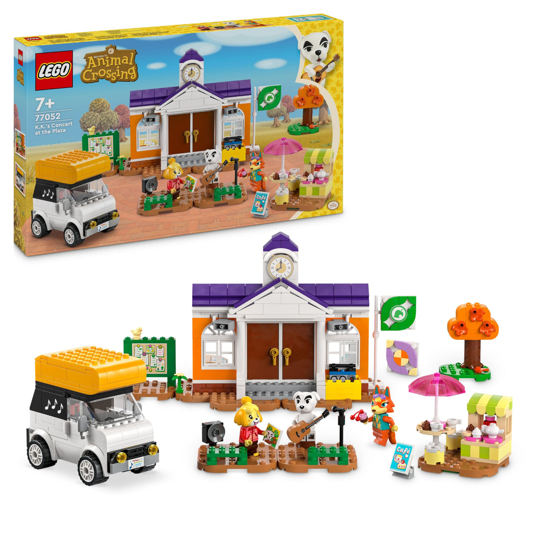LEGO Animal Crossing K.K. spielt auf dem Festplatz, Bauspielzeug mit Café und Auto aus den Videospie