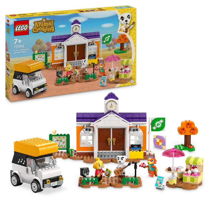 LEGO Animal Crossing K.K. spielt auf dem Festplatz, Bauspielzeug mit Café und Auto aus den Videospie