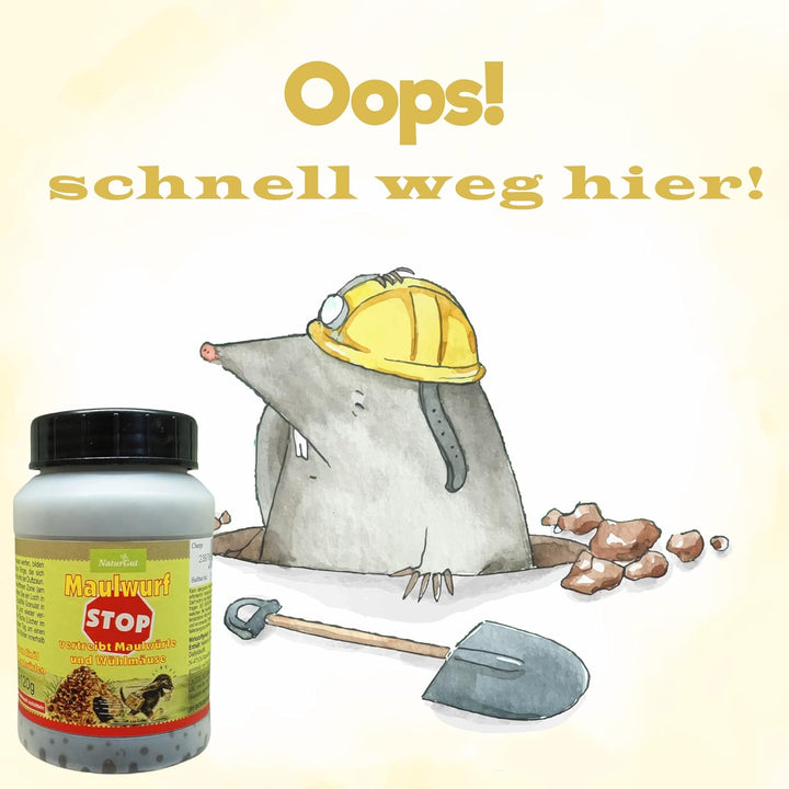 NaturGut 6 x Maulwurf Stop vertreibt Maulwürfe Maulwurfschreck Maulwurfvertreibung Wühlmäuse
