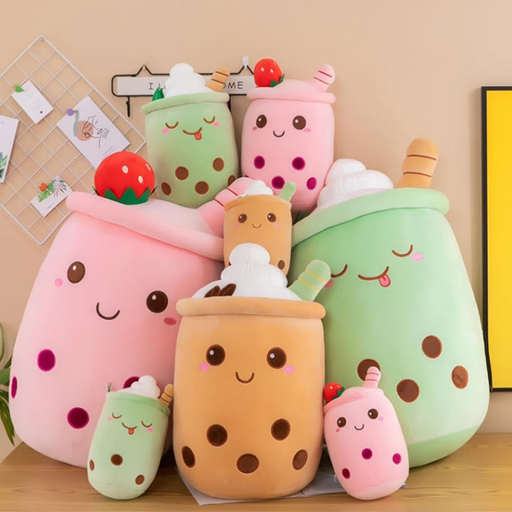 Bubble Tea Kuscheltier PlüSchtier XXL SüssE Kissen, Kawaii Bubble Tea Cup Plushie Stofftier Boba Tee
