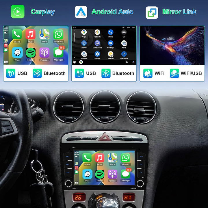 Hodozzy 8 Core 4G+64G Android Autoradio für Peugeot 408 2010-2024 mit Navi WiFi, 7 Zoll Touchscreen