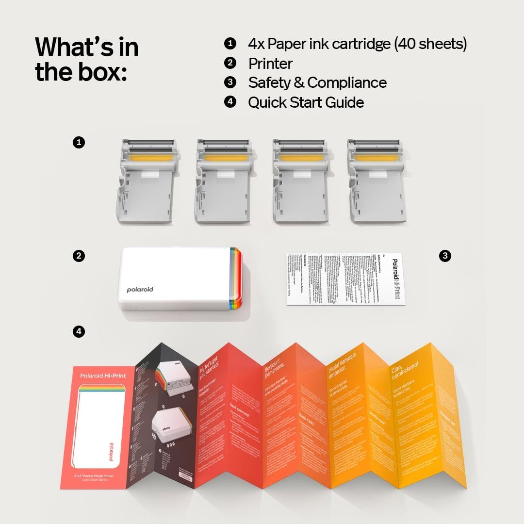 Polaroid Bundle Hi-Print+Paper - 2nd Generation - Bluetooth-verbundener 2x3 Pocket Photo- und Dye-Su