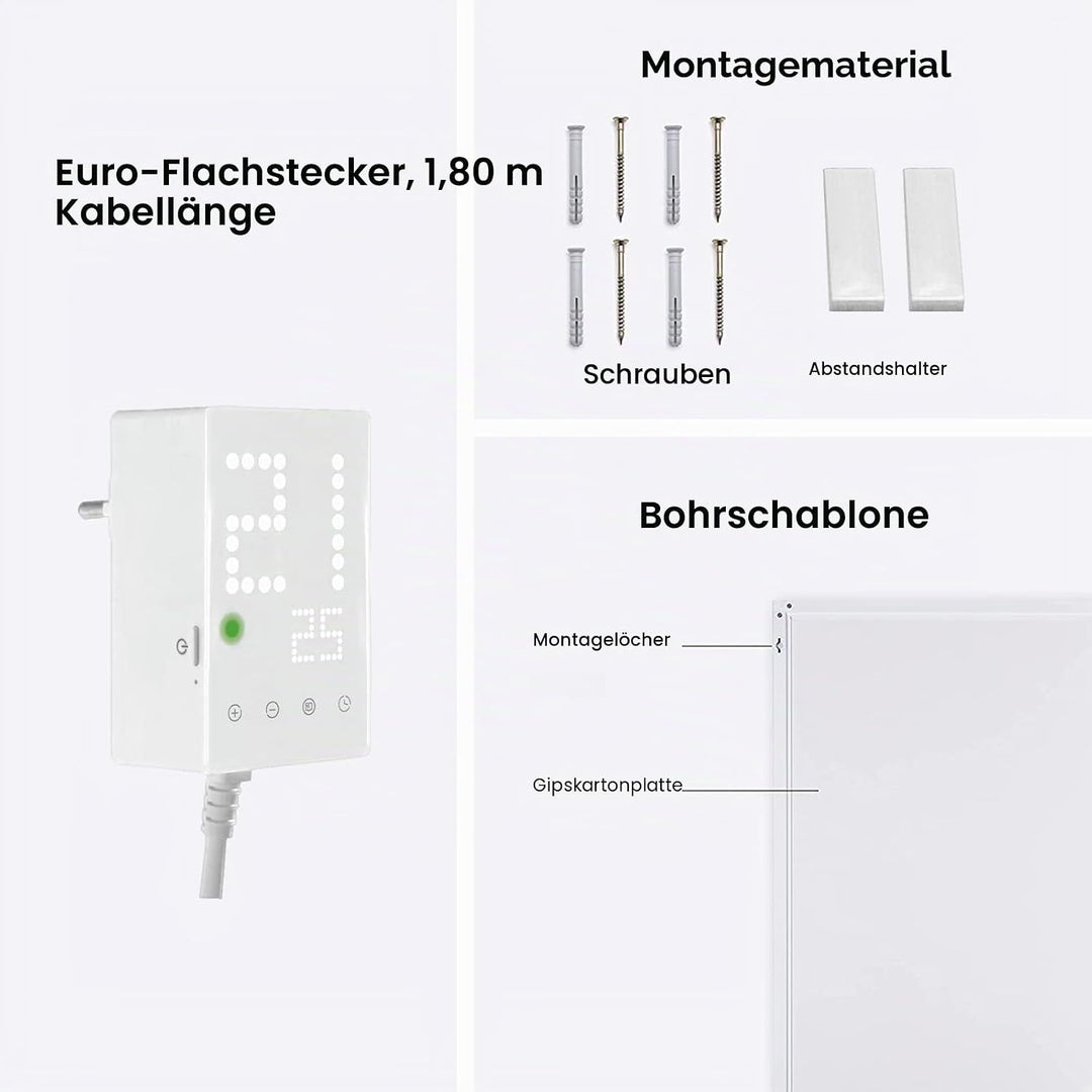 Infrarotheizung Bild 720W, 1-3 Min auf Betriebstemperatur bis 120 Grad - Geeignet für Schlafzimmer,