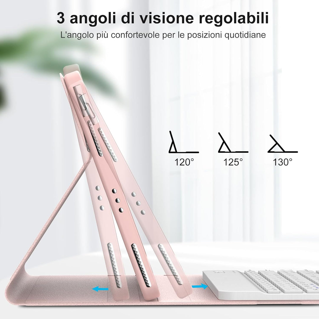 Tastatur für iPad Air 11 M3 2025/M2 2024, Italienische Tastatur, abnehmbare Bluetooth-Schutzhülle mi