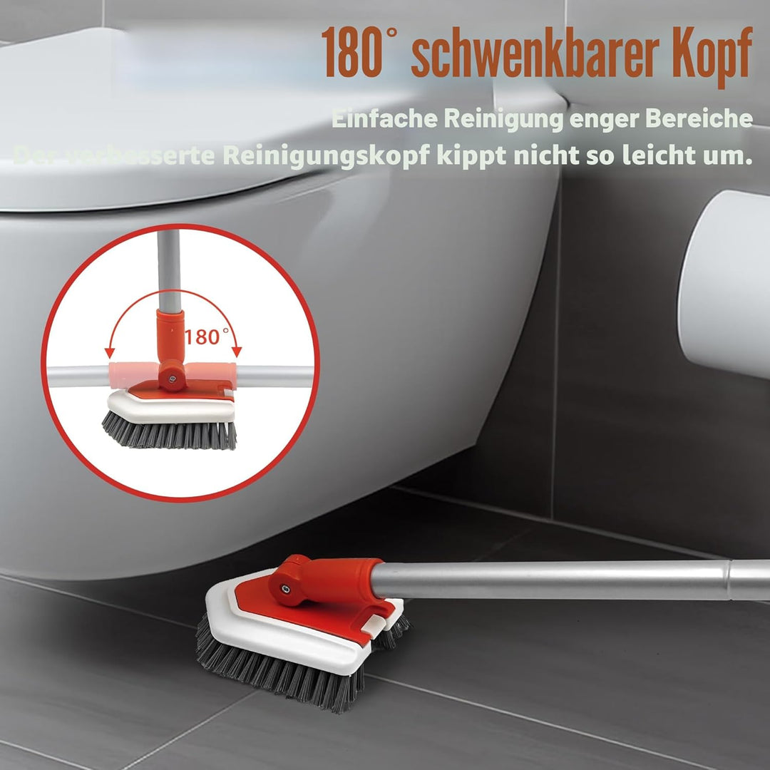 JEHONN 4-in-1 Duschschrubber, Schrubber mit Langem Stiel Reinigungsbürste Bad, 4 Verschiedene Funkti