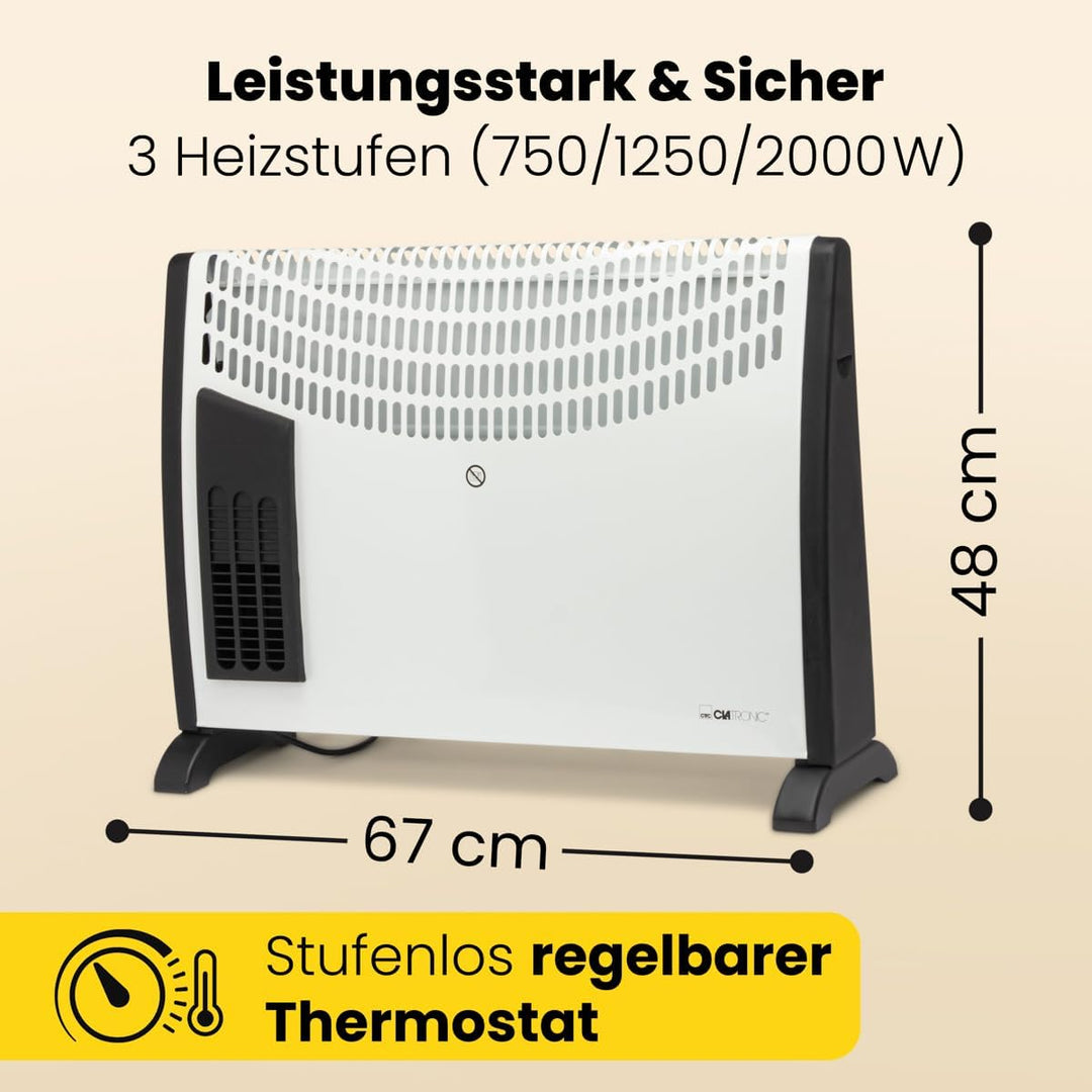 Clatronic® Konvektor Heizung | Mobile Heizung für Gartenhäuser, Garagen & Co. | Konvektor mit 3 Heiz