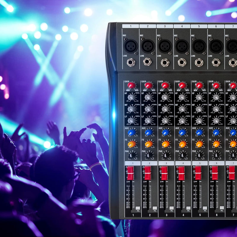 12 Live Audio Mixer DJ Sound Controller AC für Computer Recording Aufnahmestudios mit XLR Mikrofon S