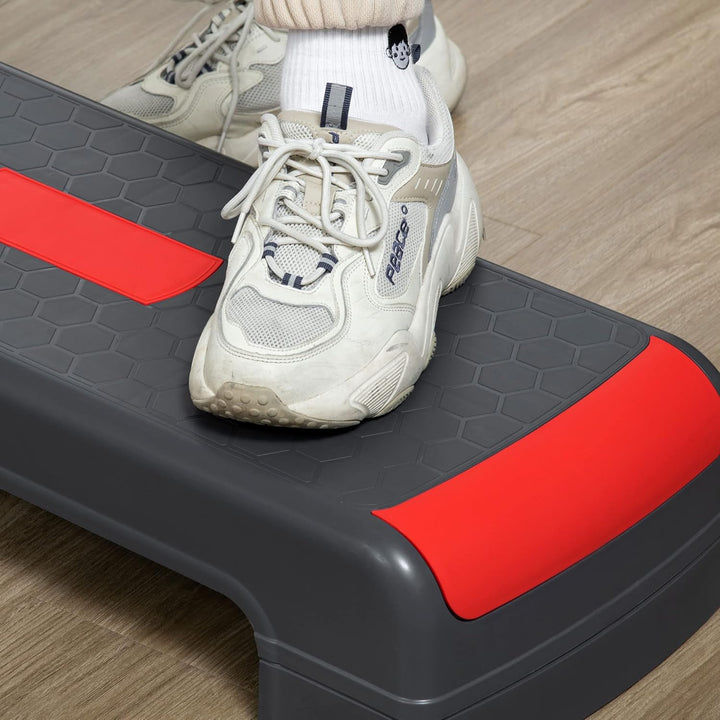 HOMCOM Aerobic-Stepper Steppbrett höhenverstellbar Fitness Heimtrainer mit 3 Stufen (10/15/20 cm) In