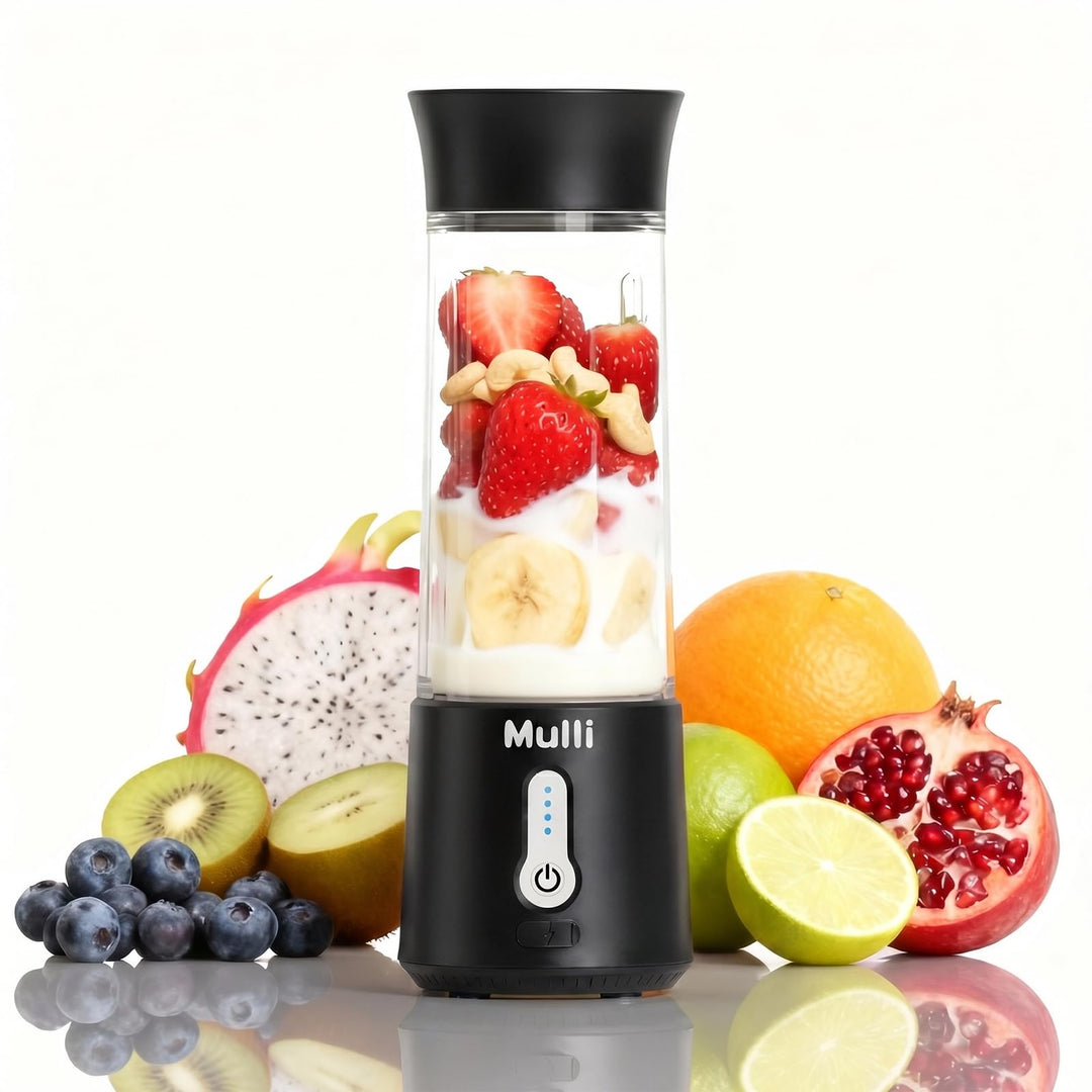 Mulli Tragbarer Mixer mit Reisedeckel – 500ml USB-wiederaufladbarer persönlicher Smoothie- und Prote