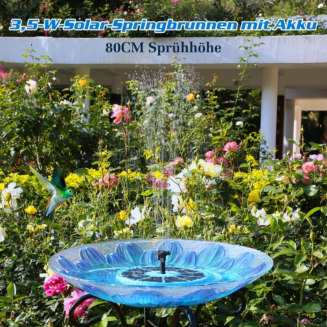 AISITIN Solarbrunnen für Draussen Verbessert, 3,5W Solar Schwimmender Fontäne Pumpe mit Verschiedene