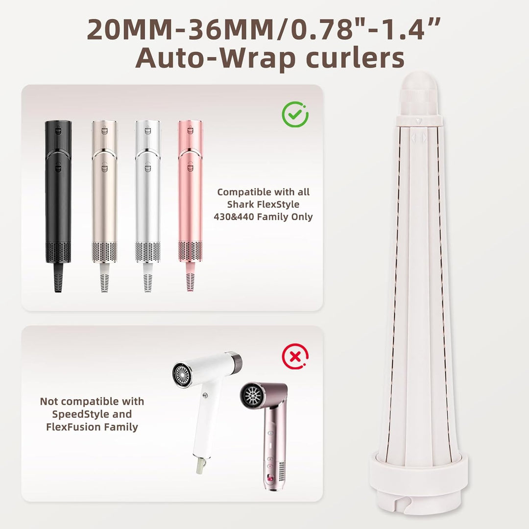 0.78in-1.4in Conical Long Barrels Attachment für Shark FlexStyle HD430/HD435/HD440BK, 20MM-36MM Auto