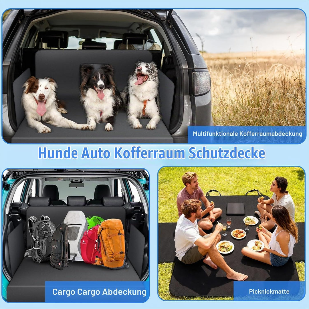 AiQInu Kofferraumschutz Hund 184 x 105cm, Kofferraum Schutzmatte mit Seiten und Ladekantenschutz, Wa