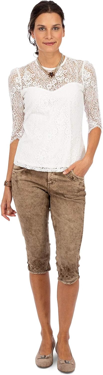 Spieth & Wensky Damen Bluse ROA 32 Creme, 32 Creme