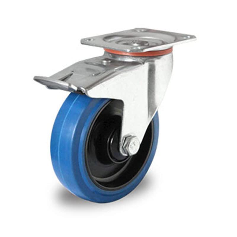 der ROLLENDE SHOP - Rollensatz - 2 Lenkrollen mit Feststeller und 2 Bockrollen 125 mm Elastik "Blue