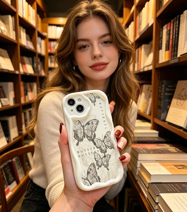 Schmetterling Welle Silikon Weich Hülle Kompatibel mit Samsung Galaxy A17 Weiss Samsung Galaxy A17 S
