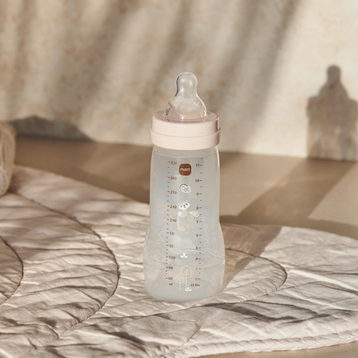 MAM Easy Active 6 Monate und älter, Farbe Sand (330 ml), mit Silikonsauger, ultraschneller X-Geschwi