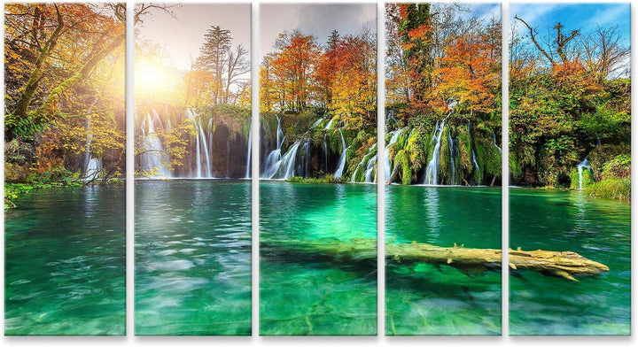 islandburner Bild auf Leinwand Bunte Aututmn Landschaft Wasserfälle Plitvice National Park Kroatien