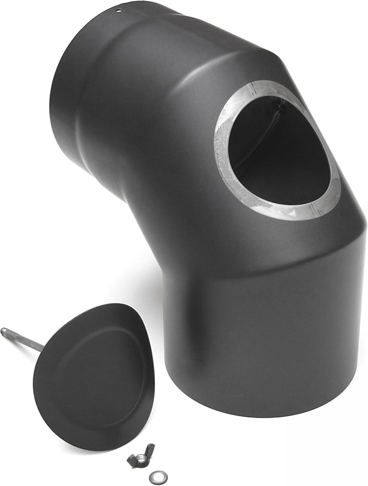 raik Rauchrohrbogen/Ofenrohrbogen 90° 3-teilig 120 mm Durchmesser mit Reinigungsöffnung Stahlblech 2