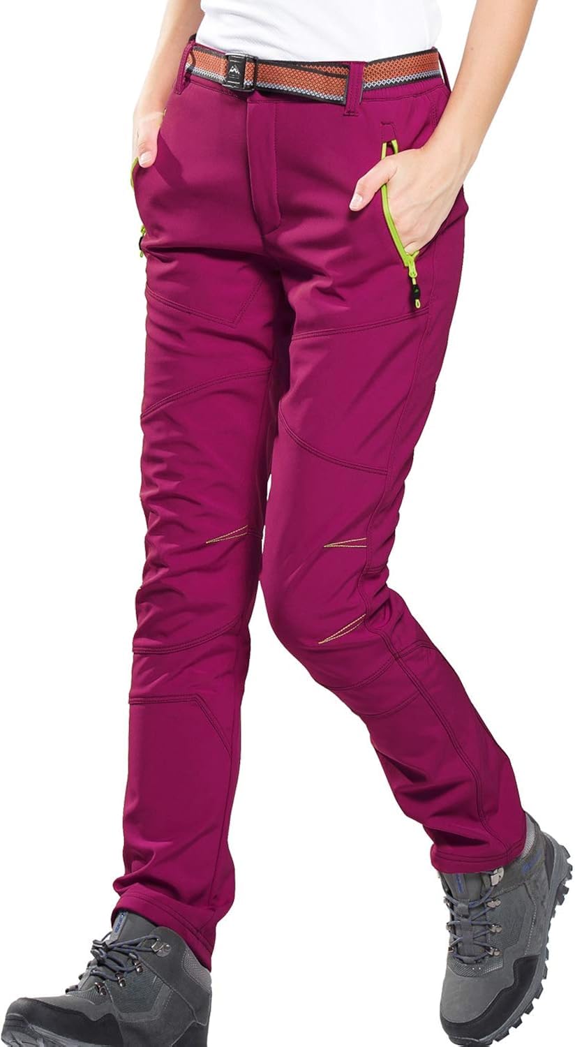 FLYGAGA Damen Outdoorhose Softshellhose Wanderhose Gefüttert Fleece Warm Wasserdicht Winddicht Softs